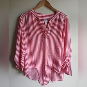 Chico's Red and White Striped Blouse